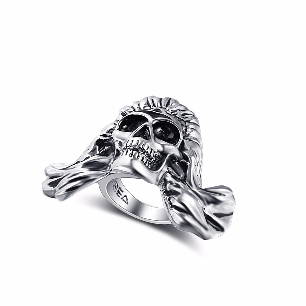 Black Friday Stretch Hip Hop Rock Boho Silver Punk Skull Big Adjustable Bikers Motorcycle Cocktail Rings Men's & Boys' Jewelry