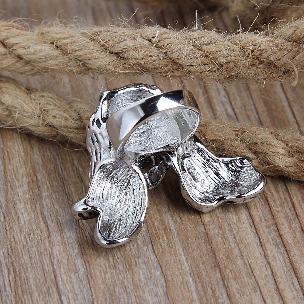 Exaggerate Rock Roll Punk Long Hair Skull Silver Biker Couple Rings Men's Party Jewelry Accessories