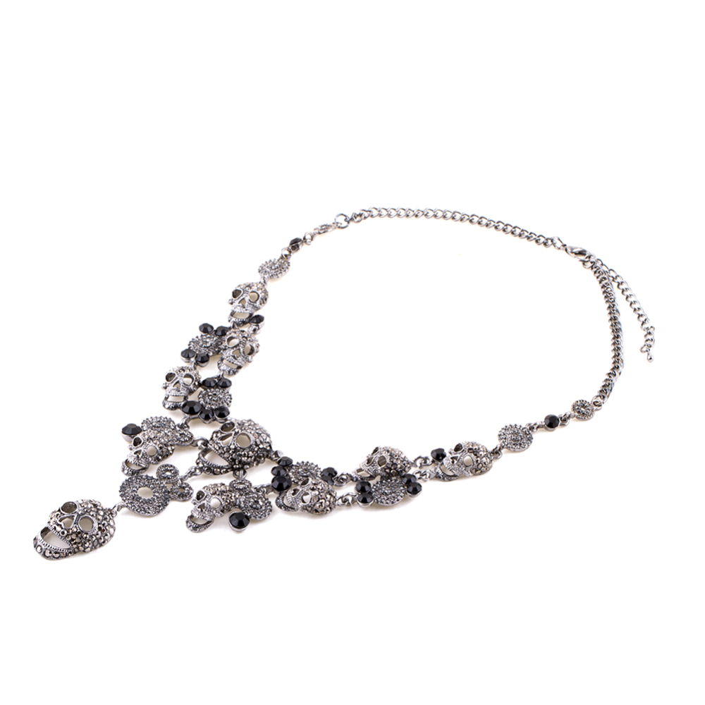 Wedding Gift Multi layer Crystal Long Skull Necklaces Hip Hop Party Collar Chain Chokers for Women's Fashion Jewelry Accessories