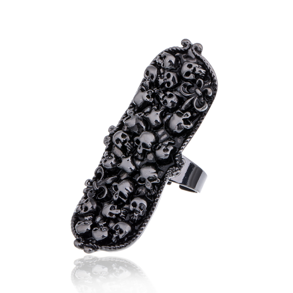 Graduation Bijoux Male Fine Jewelry Vintage Punk Skull Biker Middle Knuckle Long Opening Rings