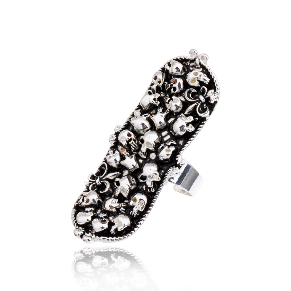 Graduation Bijoux Male Fine Jewelry Vintage Punk Skull Biker Middle Knuckle Long Opening Rings