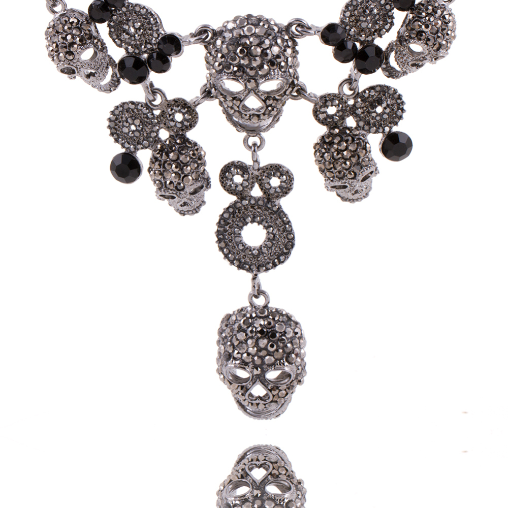 Wedding Gift Multi layer Crystal Long Skull Necklaces Hip Hop Party Collar Chain Chokers for Women's Fashion Jewelry Accessories