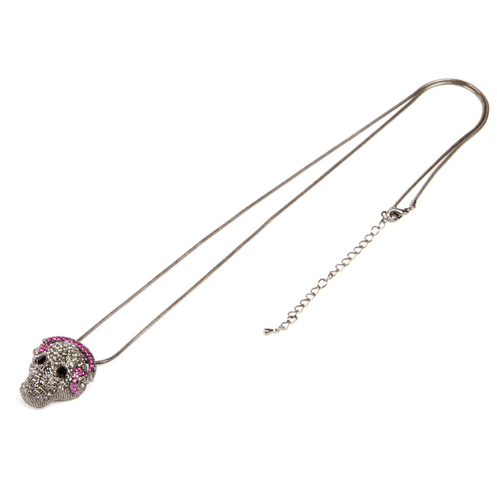 Outstanding Kpop Women' Jewelry Accessories Skull Pendant Necklace Crystal Skeleton Long Chock Charm Snake Body Chain