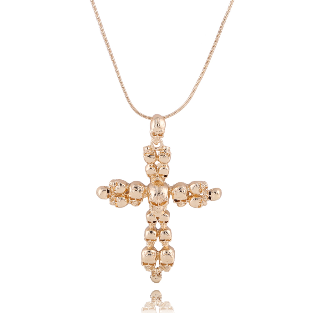 Party Skull Crucifix Punk Cross Necklace Long Choker for Men's Imported Female Accessories