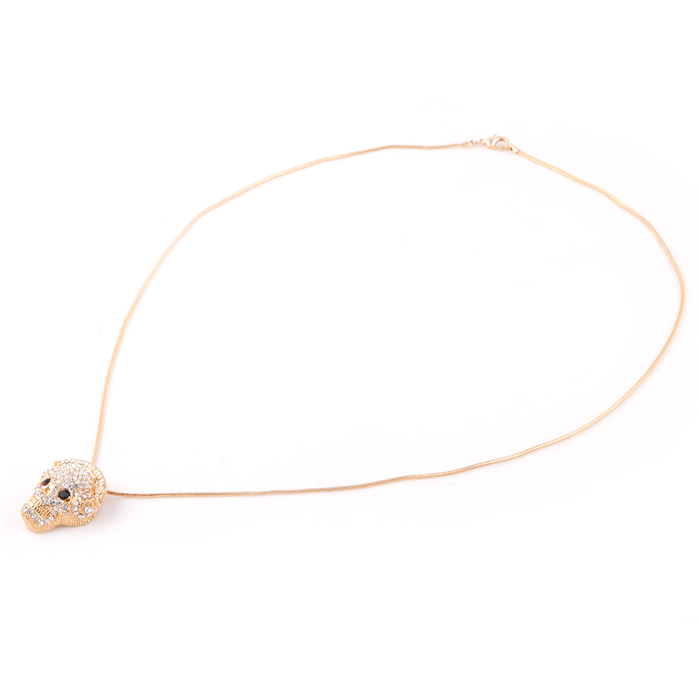 Outstanding Kpop Women' Jewelry Accessories Skull Pendant Necklace Crystal Skeleton Long Chock Charm Snake Body Chain
