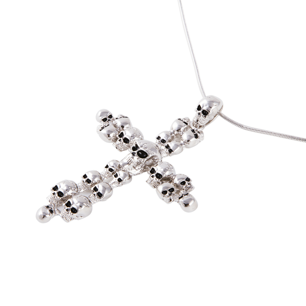 Party Skull Crucifix Punk Cross Necklace Long Choker for Men's Imported Female Accessories