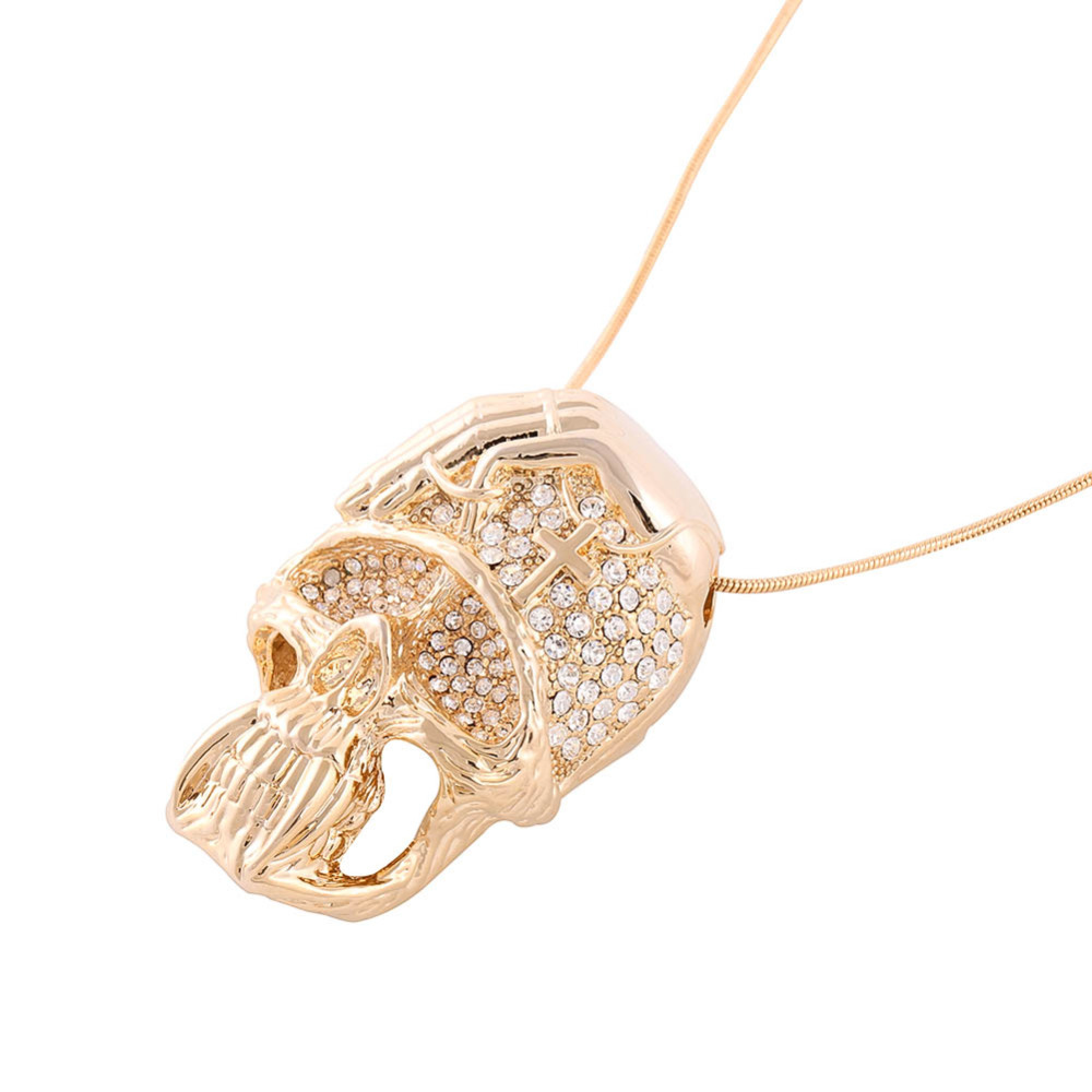 Punk Skull Cross Necklace Crystal Rhinestone Claws Choker for Men's Women's Jewelry Accessories