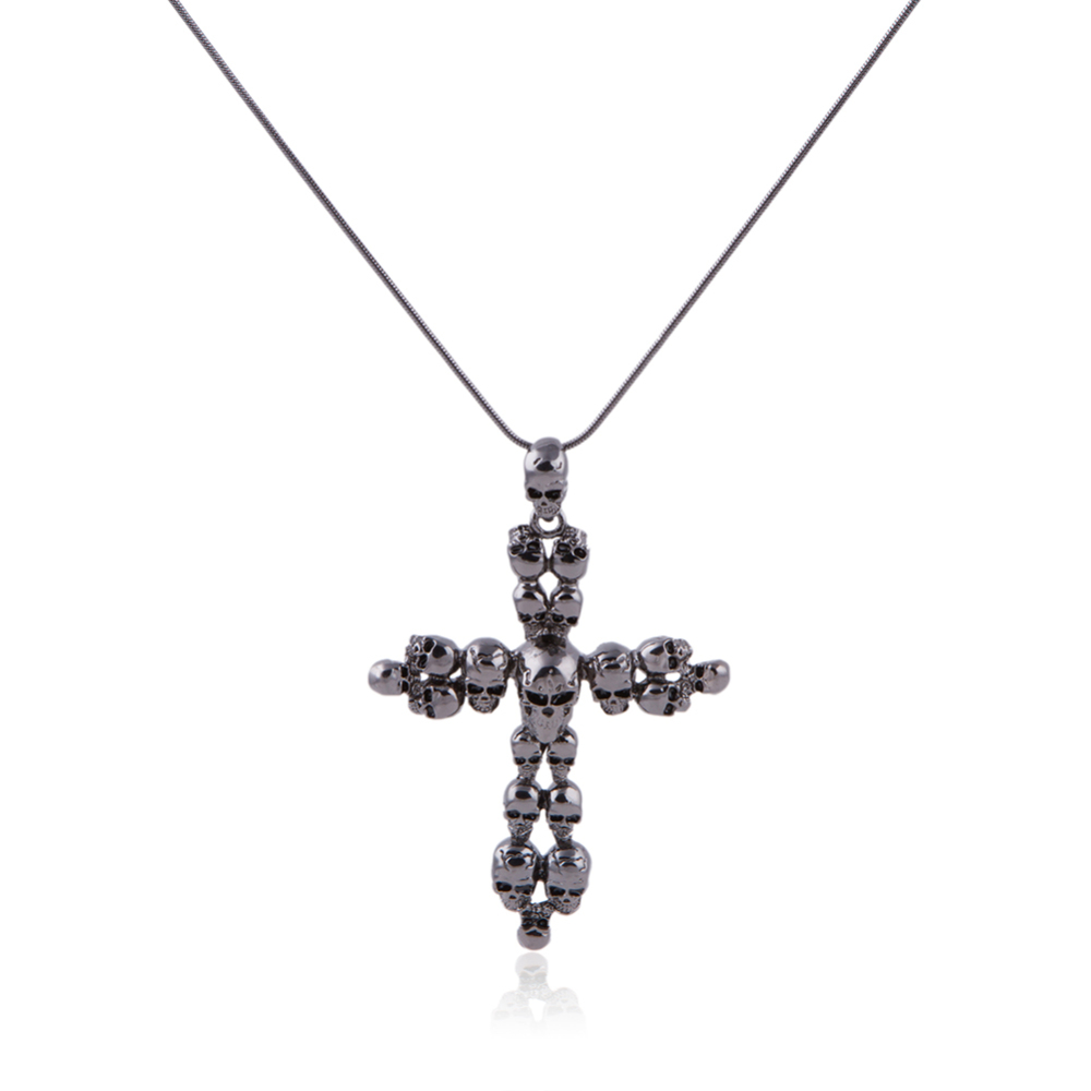 Party Skull Crucifix Punk Cross Necklace Long Choker for Men's Imported Female Accessories