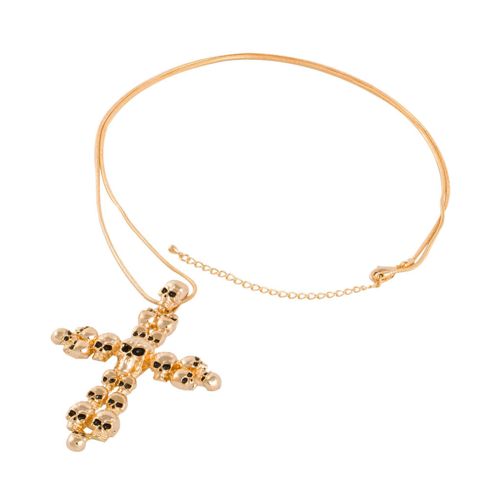 Party Skull Crucifix Punk Cross Necklace Long Choker for Men's Imported Female Accessories