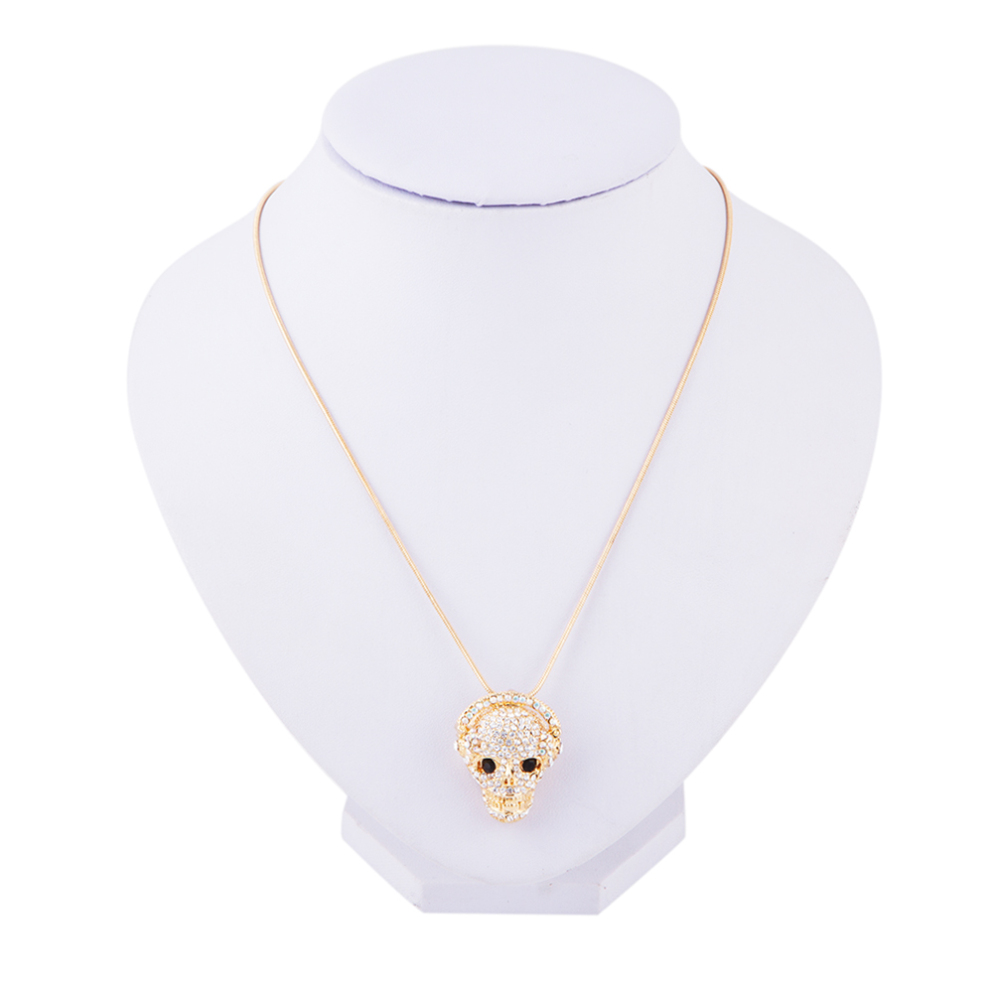Outstanding Kpop Women' Jewelry Accessories Skull Pendant Necklace Crystal Skeleton Long Chock Charm Snake Body Chain