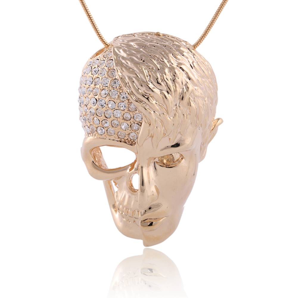 Wedding Gift Bijoux Jewelry Accessories for Men Women Skull Necklace Gold Skeleton Crystal Rhinestone Head Portrait Chokers