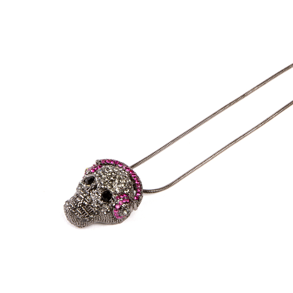 Outstanding Kpop Women' Jewelry Accessories Skull Pendant Necklace Crystal Skeleton Long Chock Charm Snake Body Chain