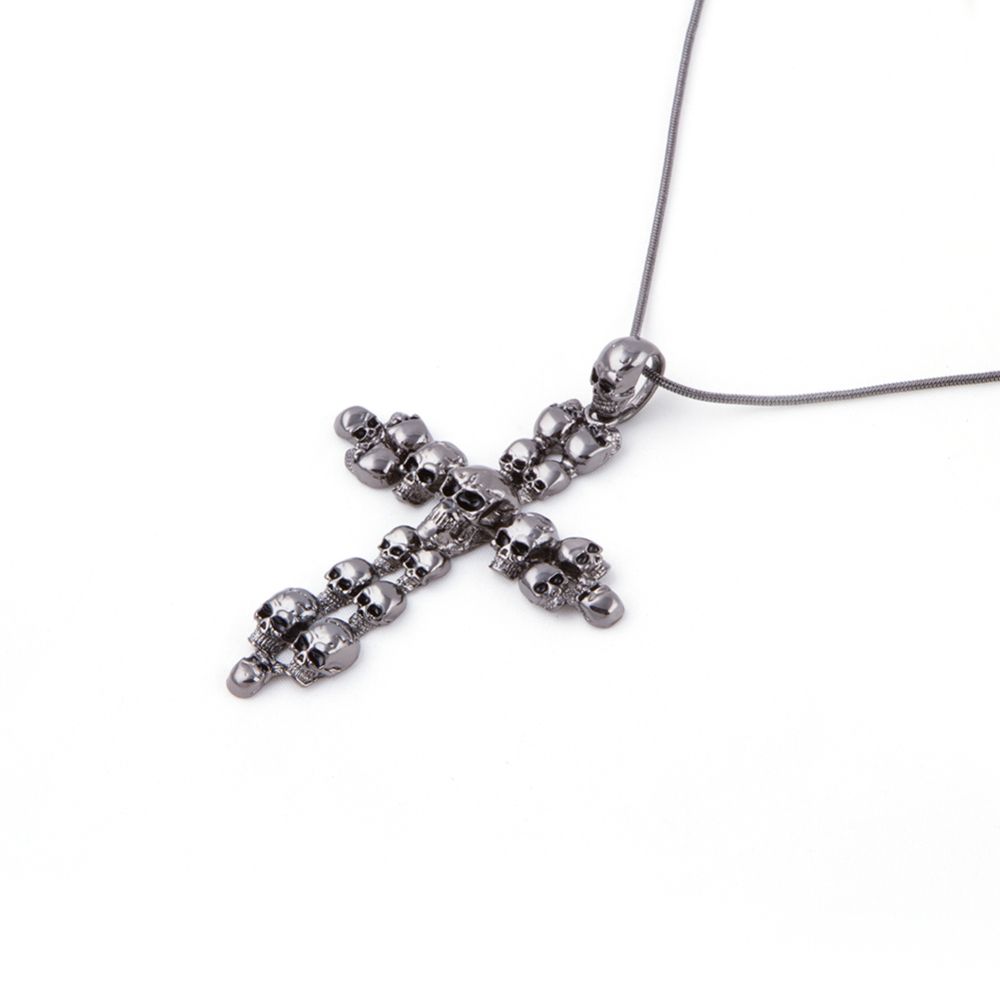 Party Skull Crucifix Punk Cross Necklace Long Choker for Men's Imported Female Accessories