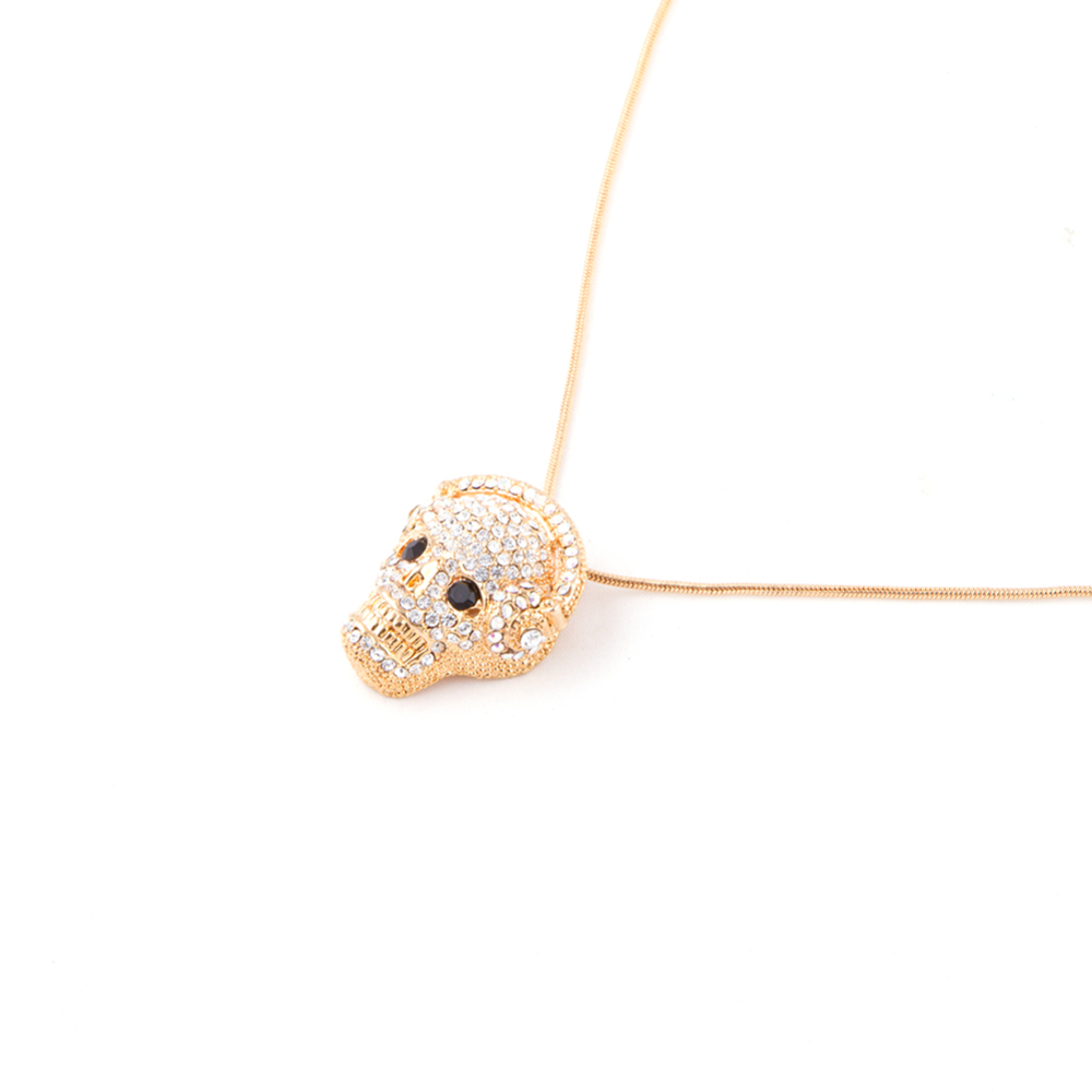 Outstanding Kpop Women' Jewelry Accessories Skull Pendant Necklace Crystal Skeleton Long Chock Charm Snake Body Chain