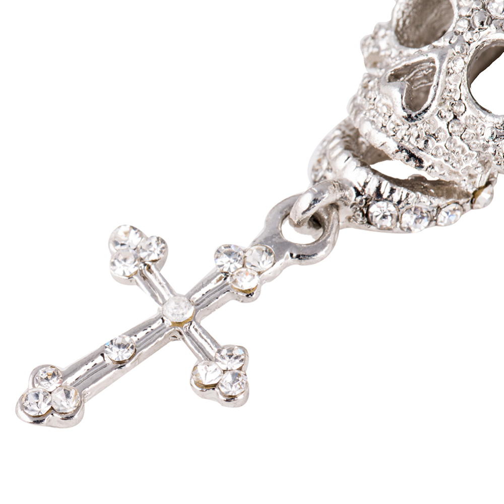 EVBEA Hip Hop Party Punk Silver Plated Skull Long Dangle Cross Earrings Women Fashion Jewelry Accessories BPAN