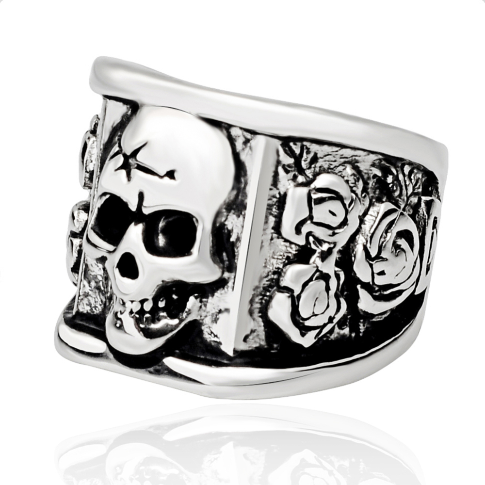 Graduation Coll Rock Boho Silver Gothic Punk Unicorn Skull Rotating Big Bikers Rings Men's Jewelry
