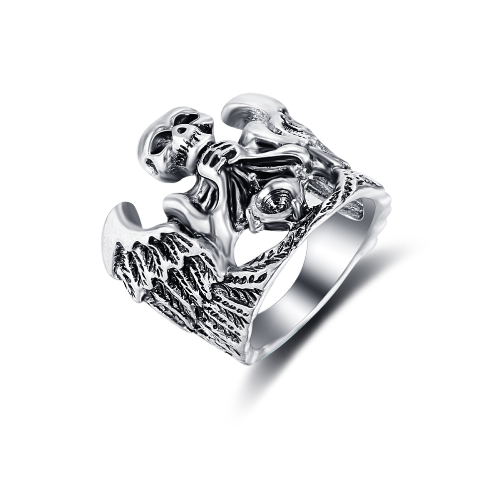 EVBEA Cool Hell Death Skull Ring Man Never Fade Punk Biker Man's High Quality Ring Punk Skull Jewelry