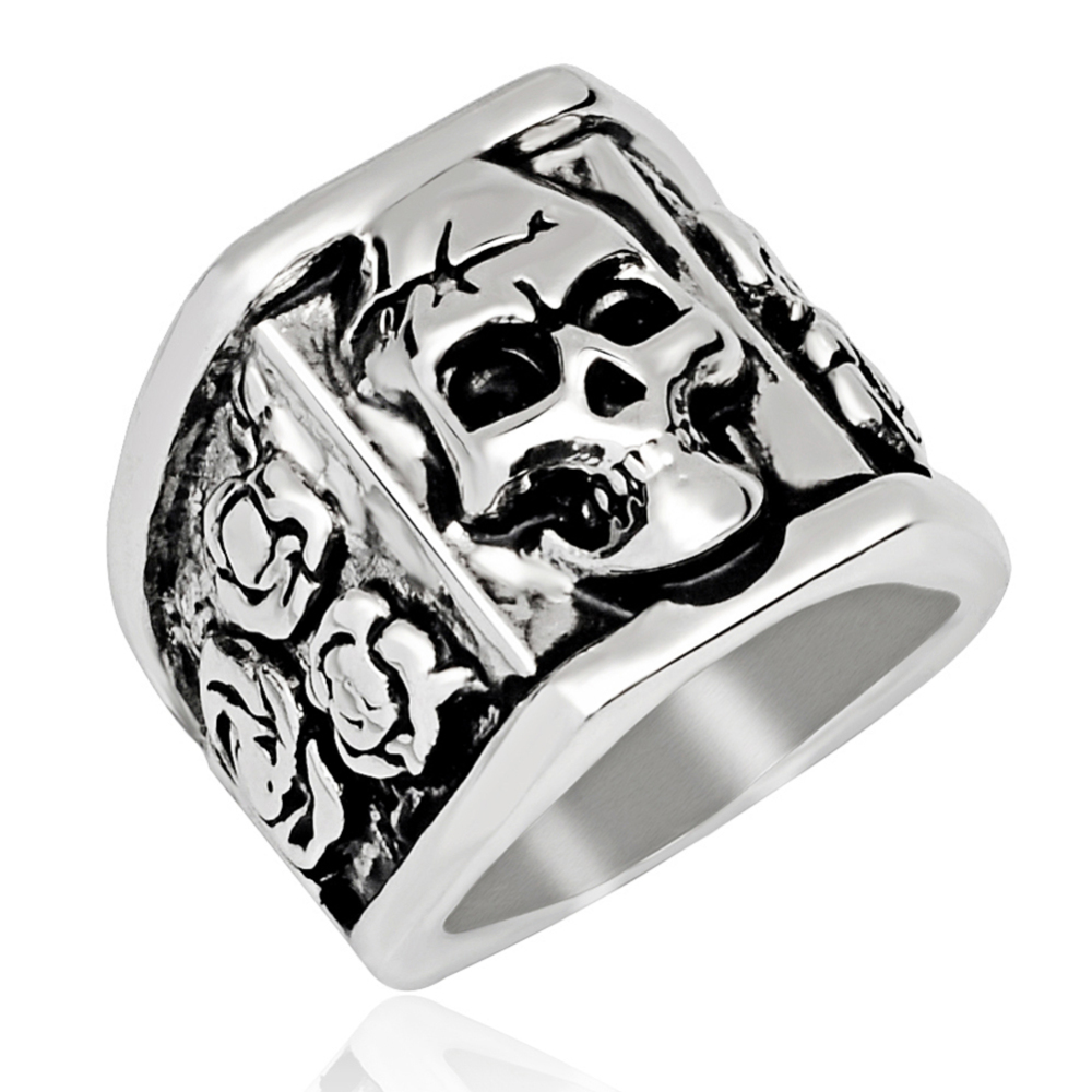 Graduation Coll Rock Boho Silver Gothic Punk Unicorn Skull Rotating Big Bikers Rings Men's Jewelry
