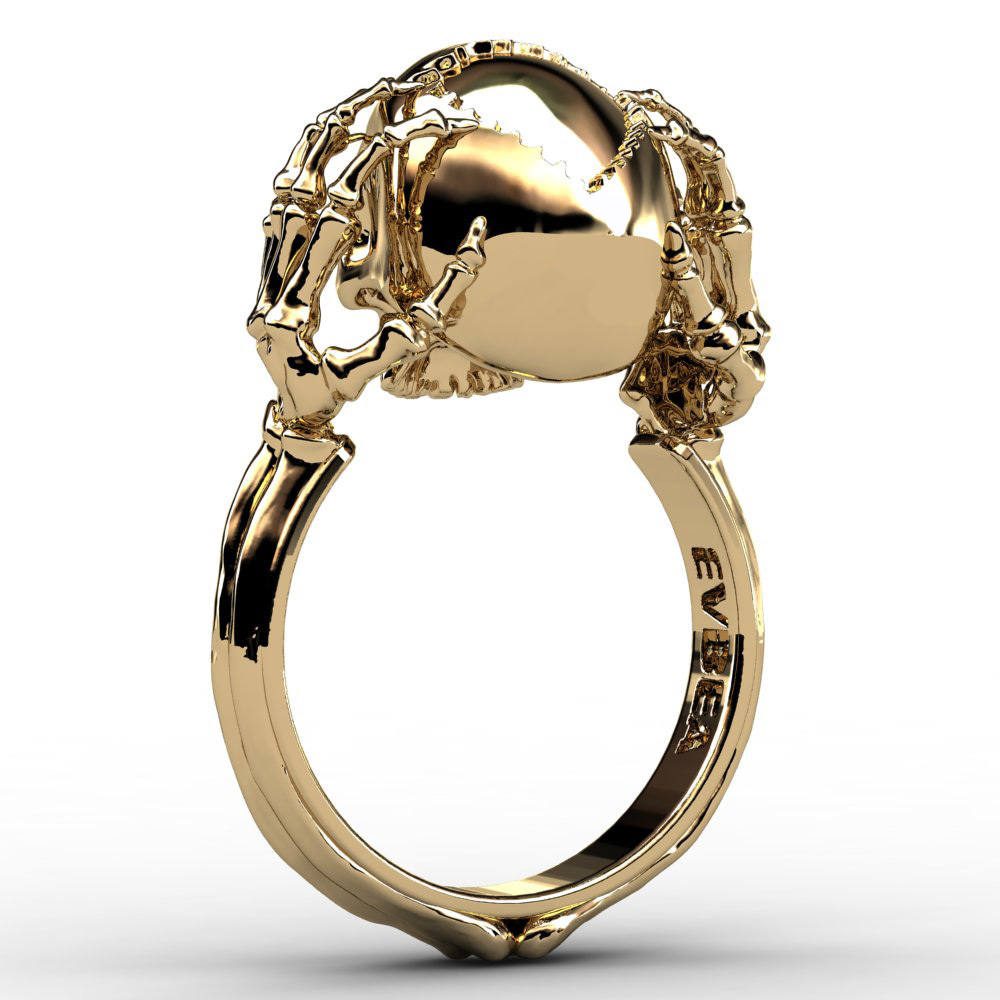 EVBEA Wholesale Cheap Cool Hell Death Gold Skull Ring Man Never Fade Punk Biker High Quality Ring