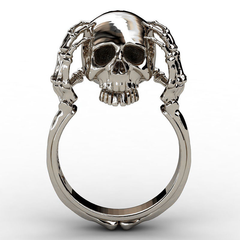 EVBEA Wholesale Cheap Cool Hell Death Gold Skull Ring Man Never Fade Punk Biker High Quality Ring