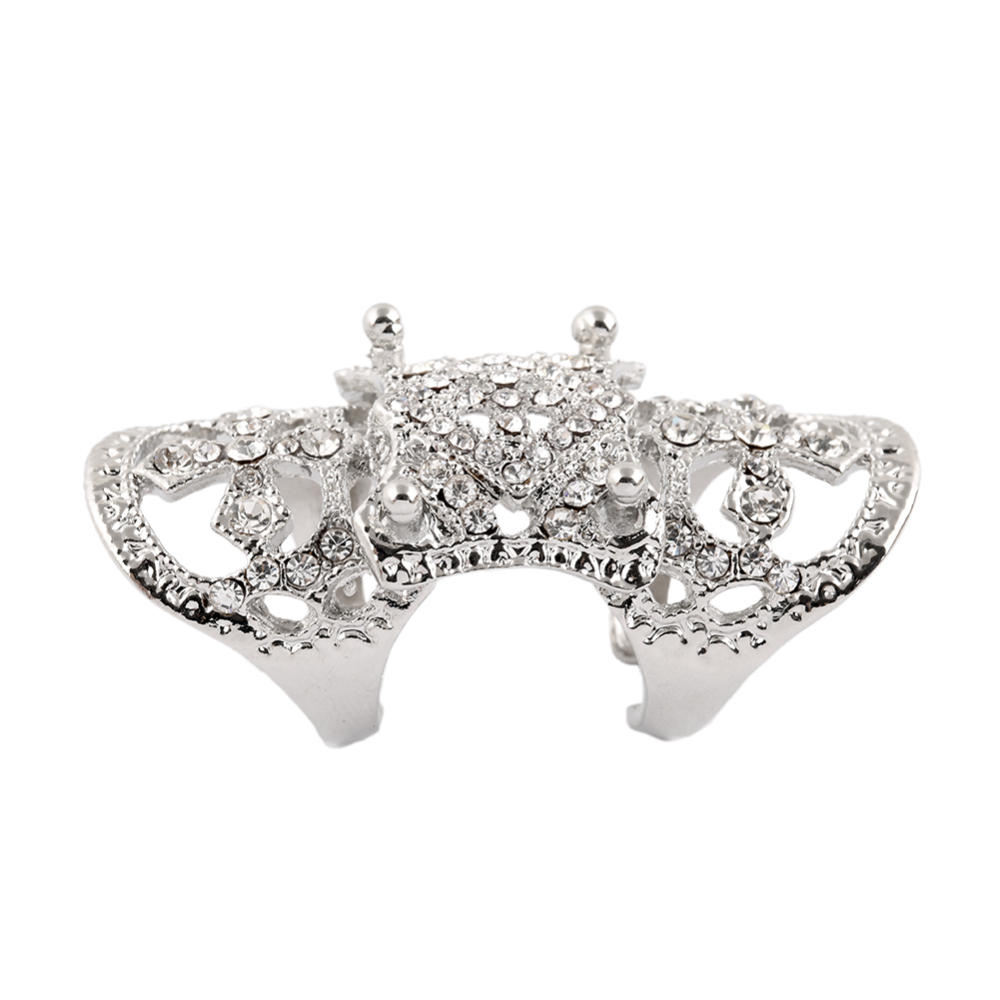 Hip Hop Rock Silver Punk  Adjustable Bikers Motorcycle Two Kunckle Rings Men's & Boys' Jewelry