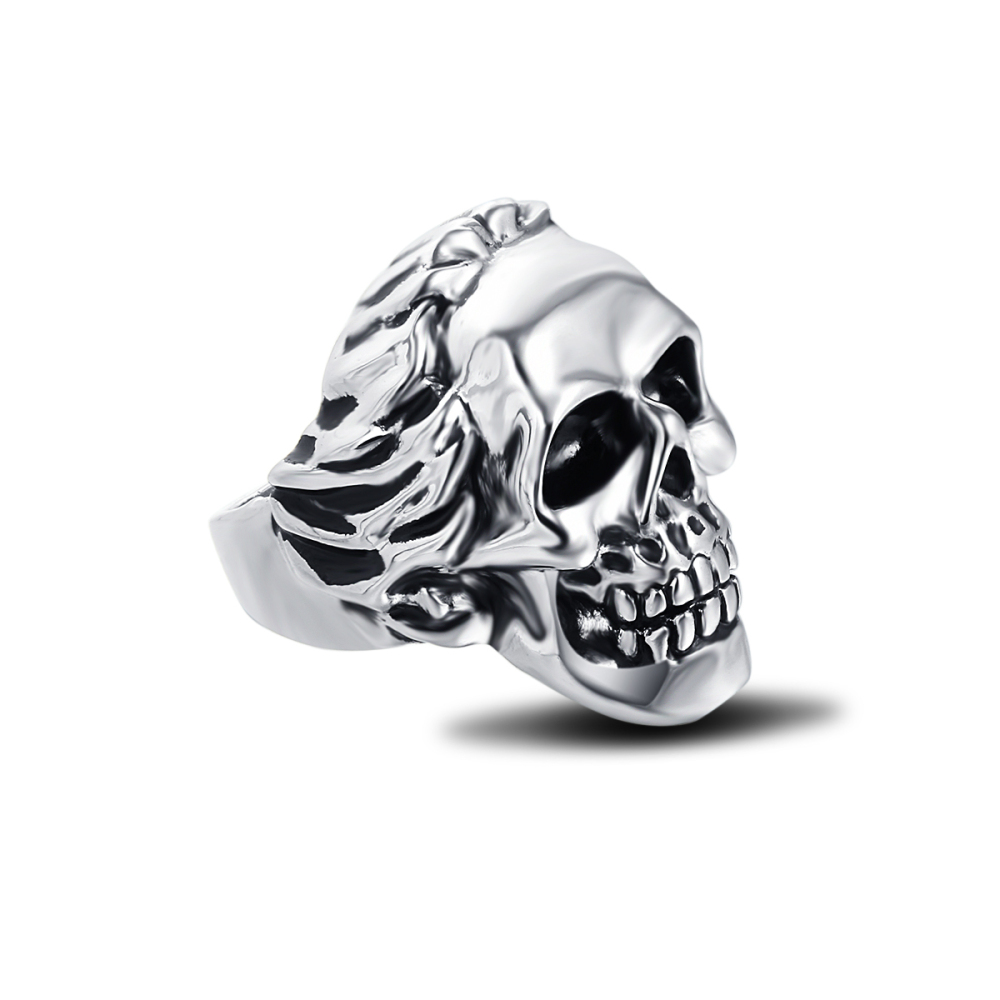 Stretch Cool Hip Hop Rock Punk Skull Big Adjustable Rotating Silver Plated Rings Bikers Motorcycle Men's & Boys' Jewelry