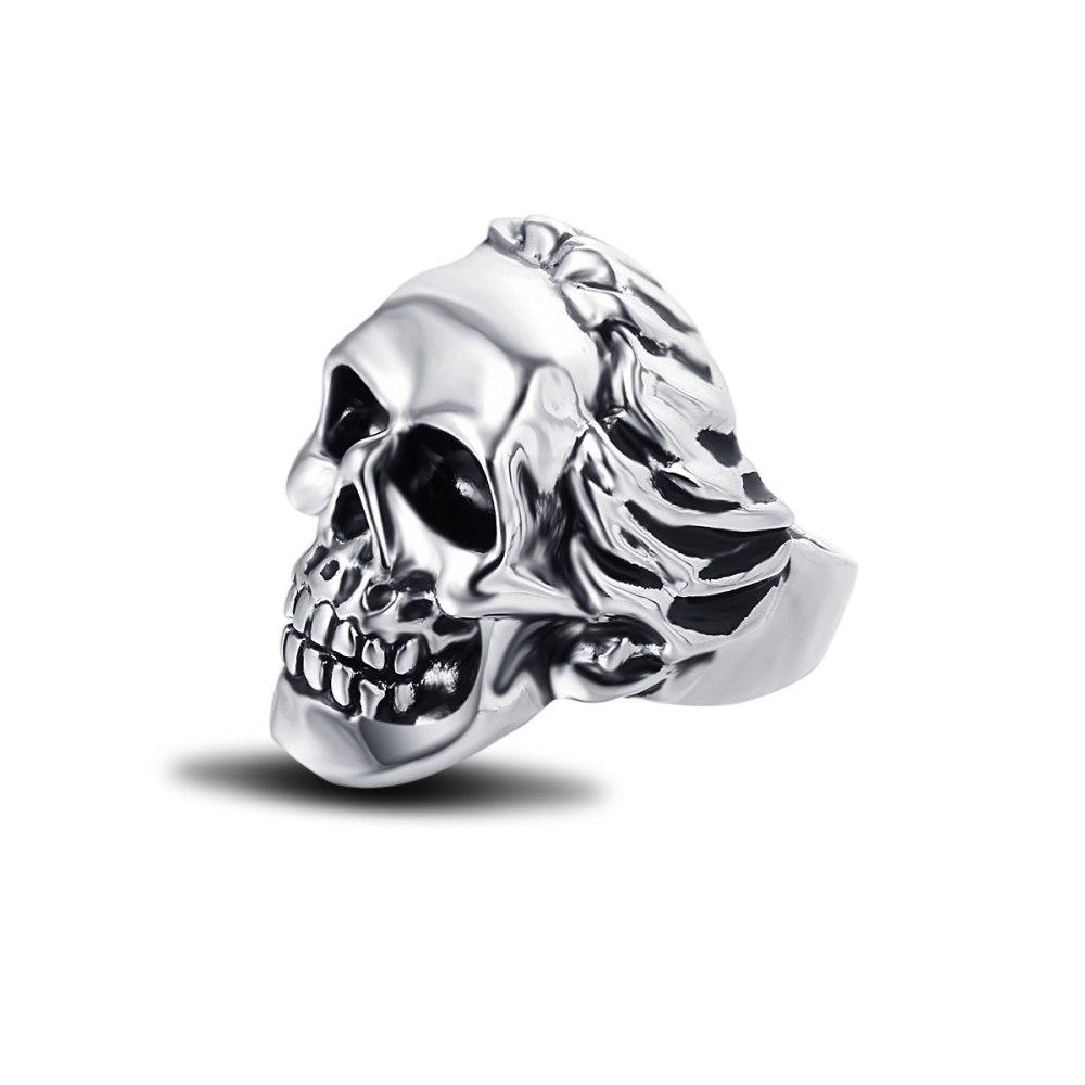Stretch Cool Hip Hop Rock Punk Skull Big Adjustable Rotating Silver Plated Rings Bikers Motorcycle Men's & Boys' Jewelry