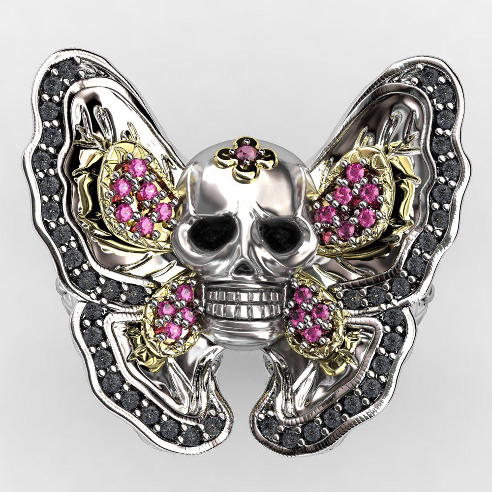 EVBEA Gothic Skull Ring,Butterfly Jewelry