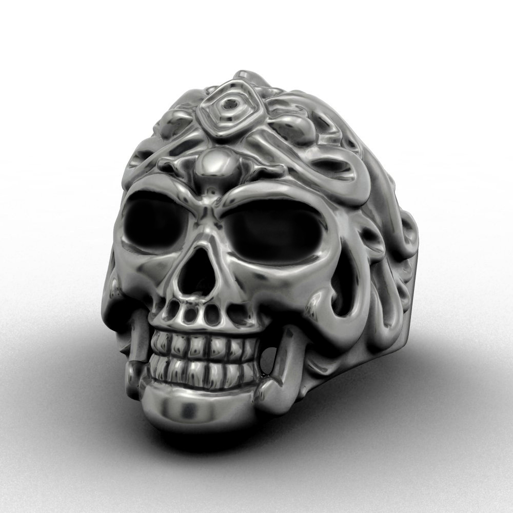 EVBEA Vintage Ruby Eyes Skull Biker Ring For Men Punk and Gothic Style Jewelry