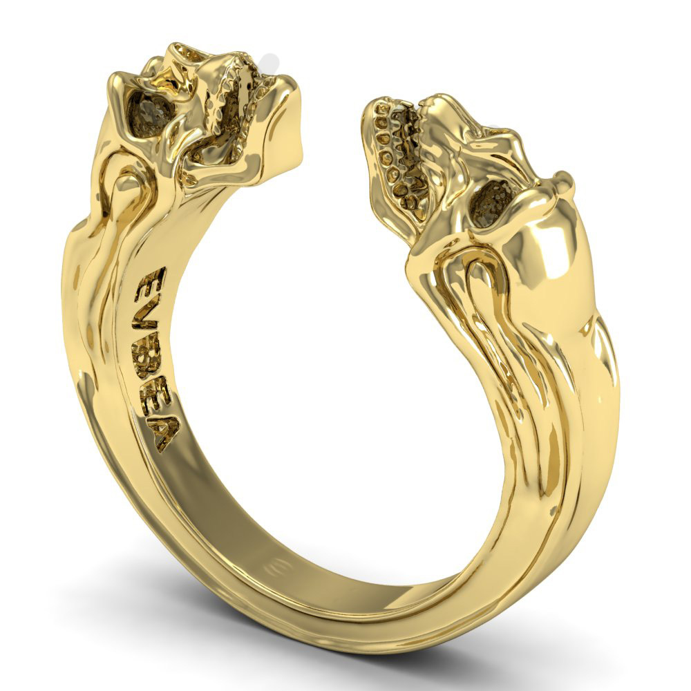 Gemini Skull Gold Two Open Skull Ring Designs Are Bold With Fierce Punk Depth Of The Retro-Style
