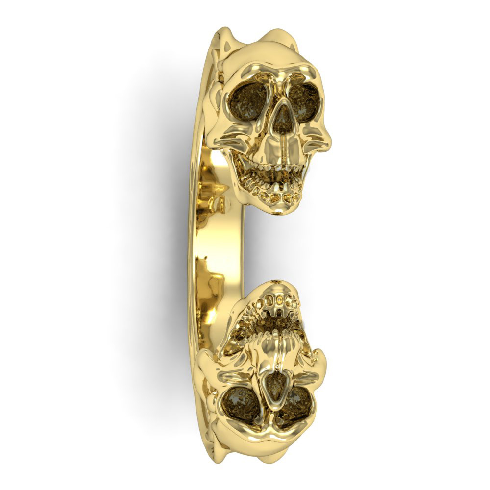 Gemini Skull Gold Two Open Skull Ring Designs Are Bold With Fierce Punk Depth Of The Retro-Style