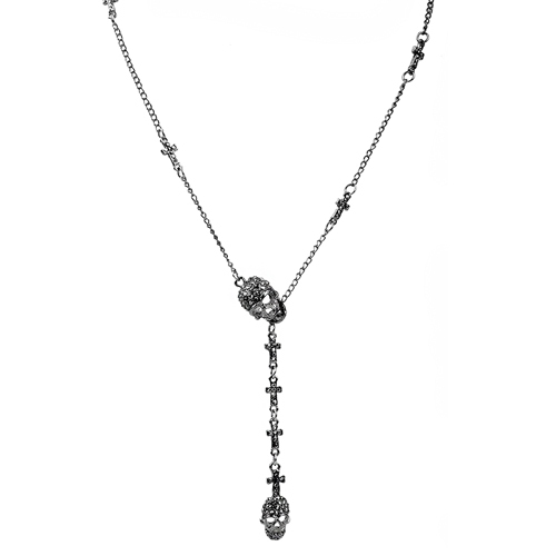 Cool Skull&Cross Pendant Long Chain Necklaces for Women&Girls Punk Jewelry