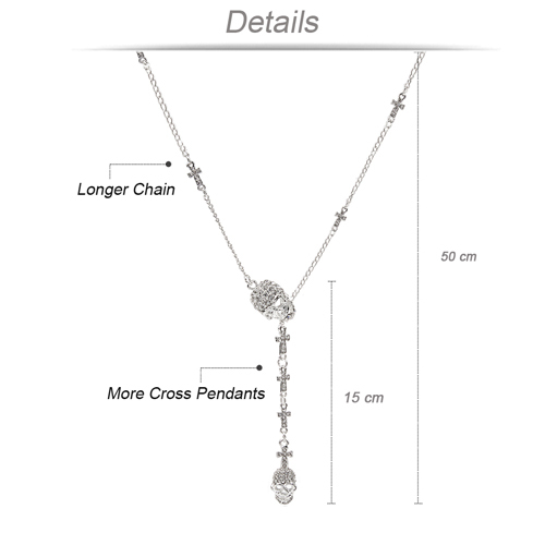 Cool Skull&Cross Pendant Long Chain Necklaces for Women&Girls Punk Jewelry