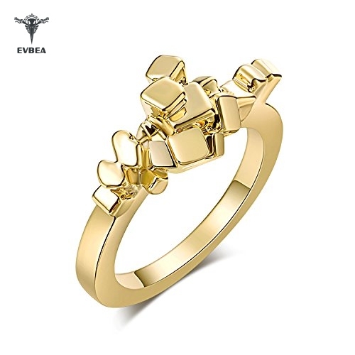 The Pixel Ring EVBEA Womens Simple Gold Color 3D Cubes Designer Rings