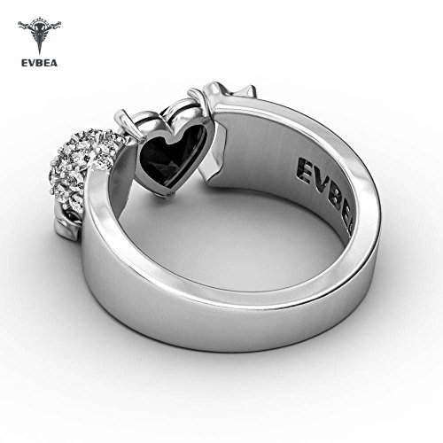 I Love Skull Ring Men Women Statement Black Heart Diamond Band