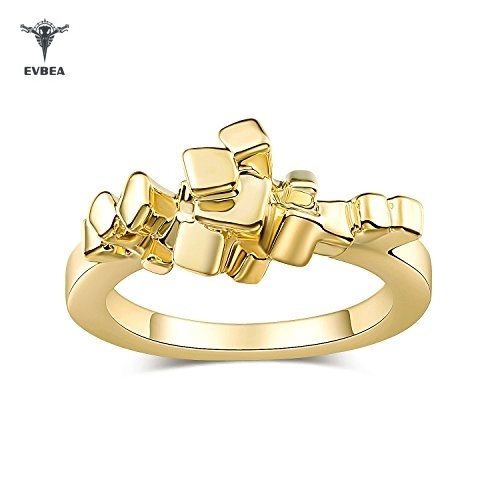 The Pixel Ring EVBEA Womens Simple Gold Color 3D Cubes Designer Rings