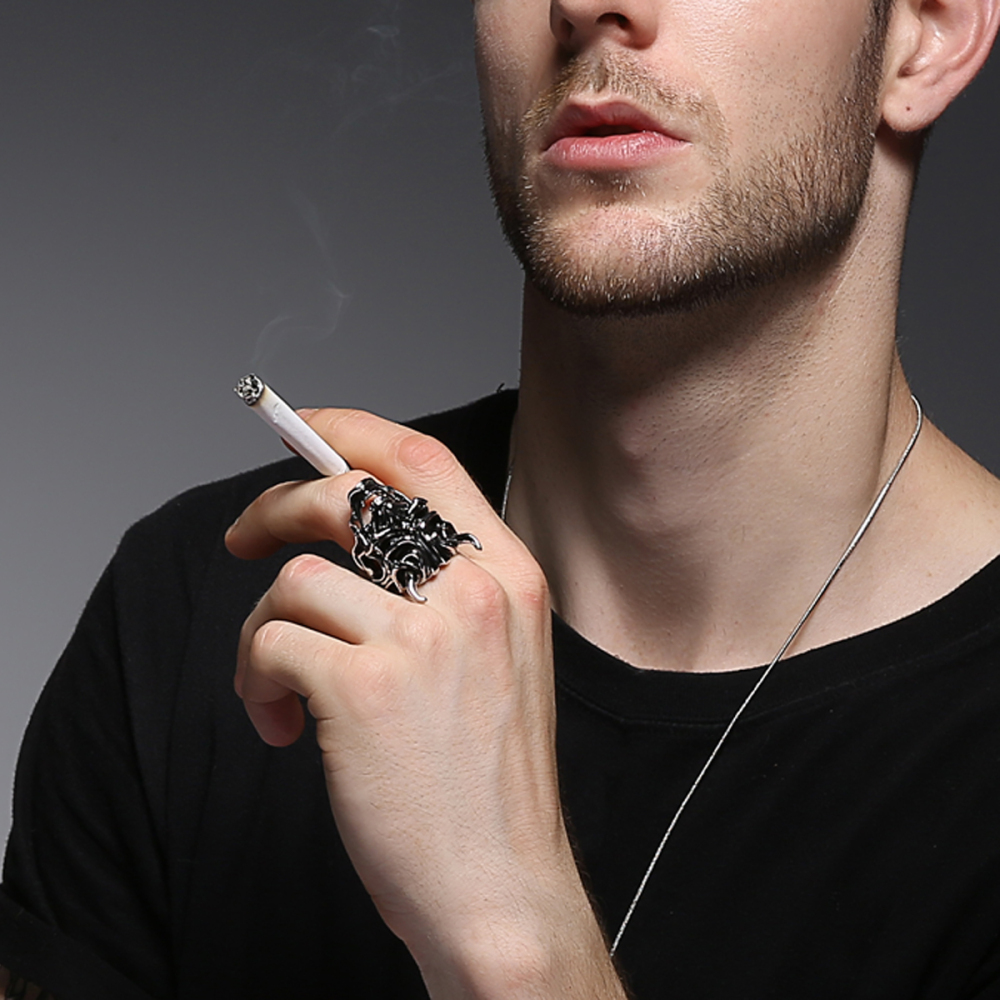 Graduation Cool Hip Hop Punk Skull Big Adjustable Rotating Bikers Bible Rings Men's & boys' Jewelry