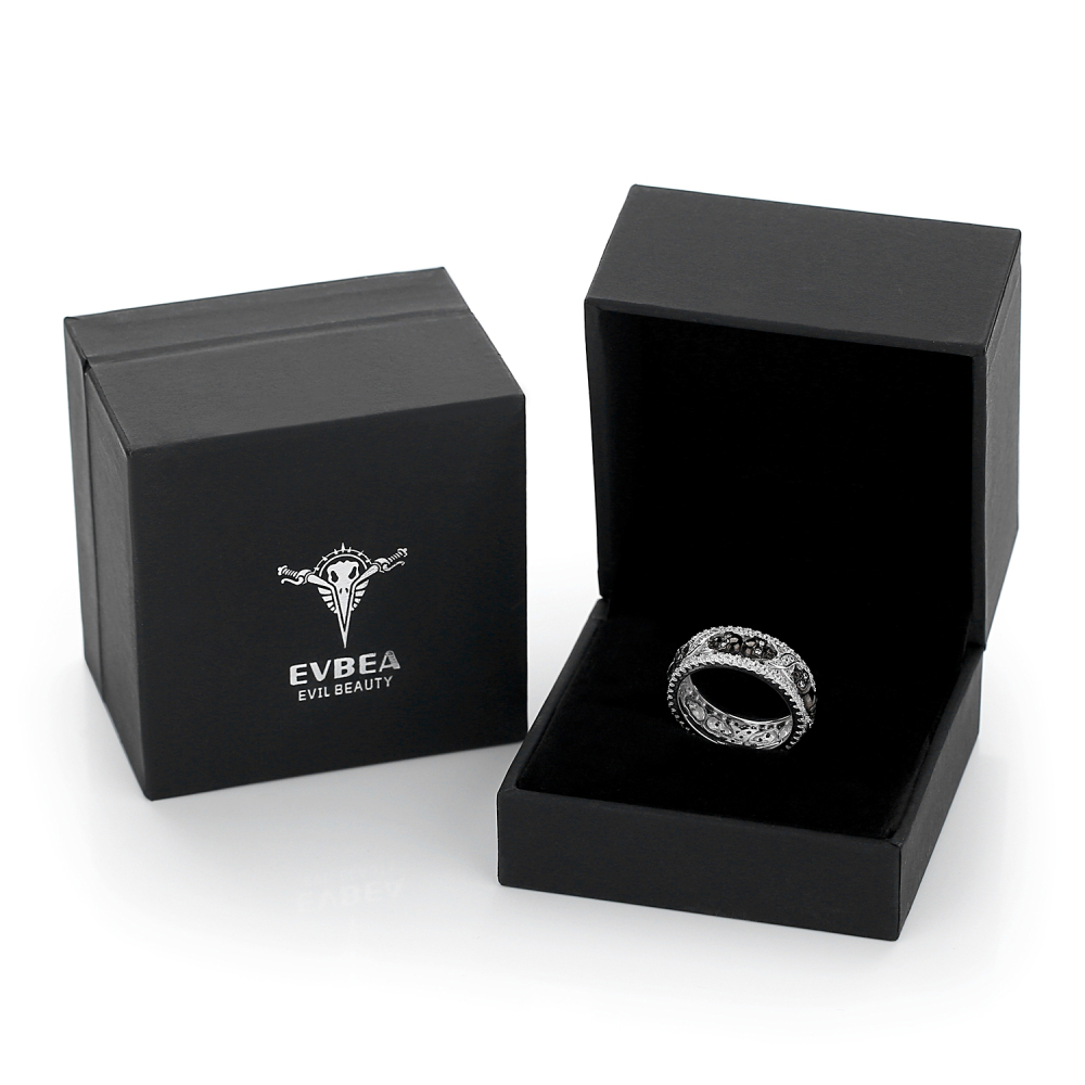 EVBEA Thumb Rings for Women Sterling Silver Promise Engagement Skull Wedding Bands with Crystal Birthstone and Cubic Zirconia