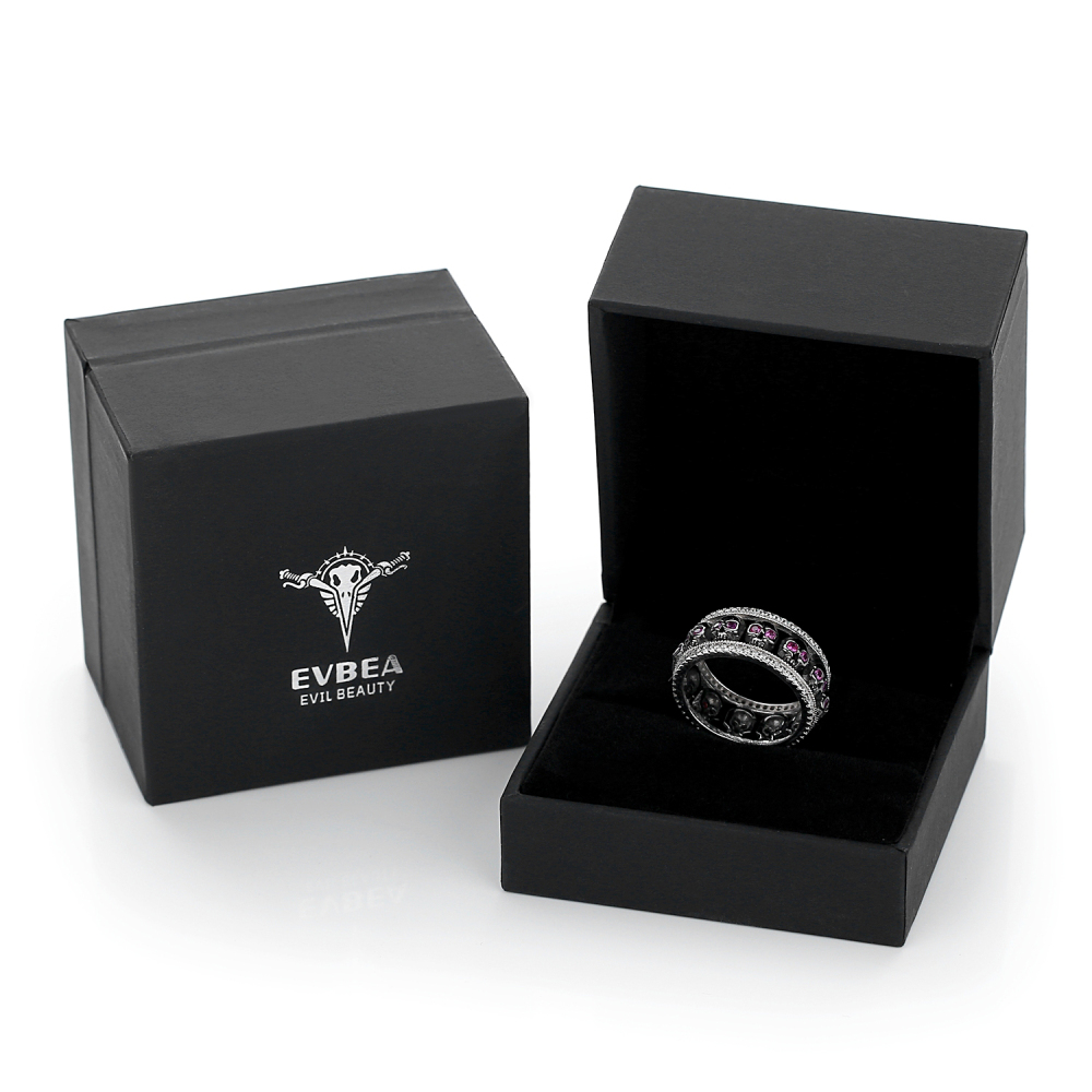 EVBEA Thumb Rings for Women Sterling Silver Promise Engagement Skull Wedding Bands with Amethyst Birthstone and Cubic Zirconia