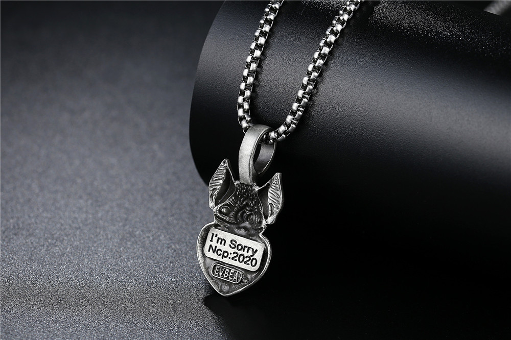 EVBEA Coronavirus Inspiriational Gifts for Women Men Cool Statement Bat Heart Pendant Necklace Engraved with I'm Sorry for Girls