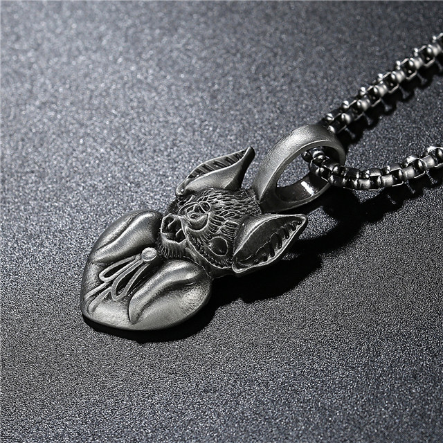 EVBEA Coronavirus Inspiriational Gifts for Women Men Cool Statement Bat Heart Pendant Necklace Engraved with I Love You for Girls