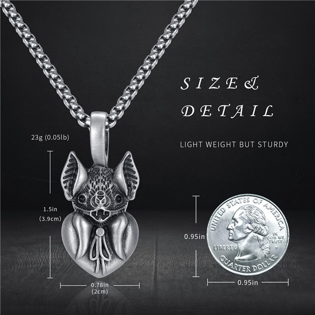 EVBEA Coronavirus Inspiriational Gifts for Women Men Cool Statement Bat Heart Pendant Necklace Engraved with I Love You for Girls