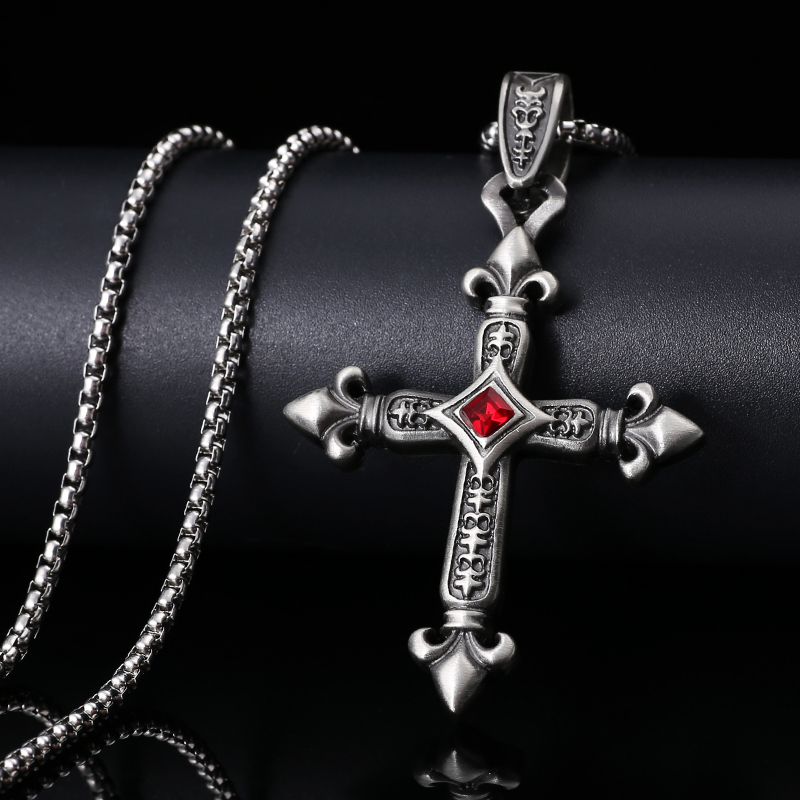 EVBEA  Cross with Ruby Necklace