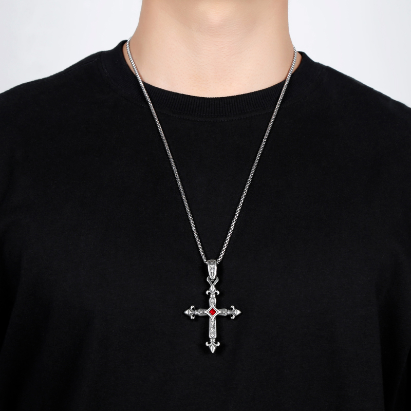 EVBEA  Cross with Ruby Necklace