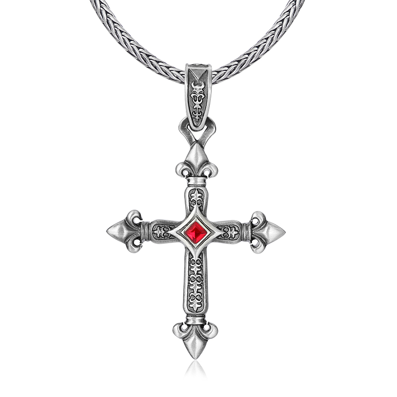 EVBEA  Cross with Ruby Necklace