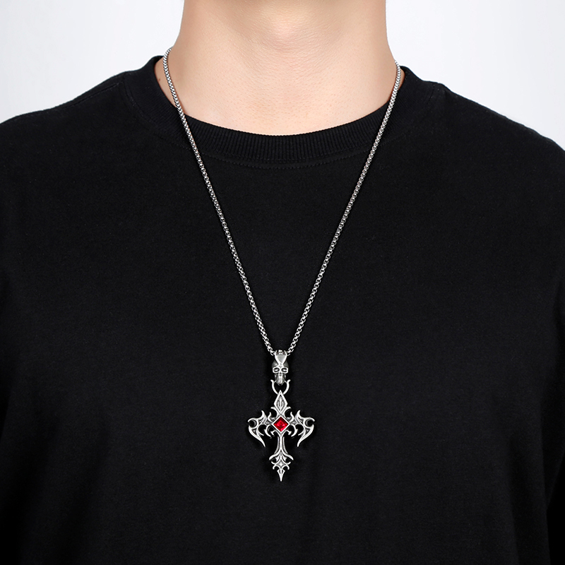 EVBEA Mens Diamond Cross Necklace