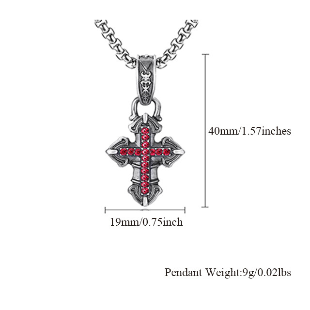 EVBEA Red Gemstone Cross Pendant Necklace
