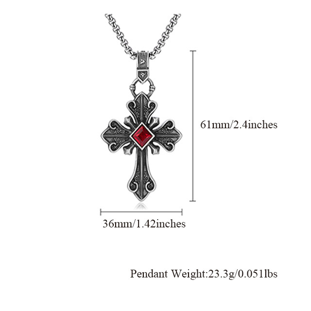 EVBEA Red Diamond Cross Pendant Necklace