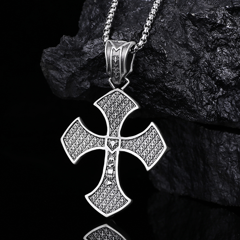 EVBEA Cross Pendant Necklace with Four Rubies