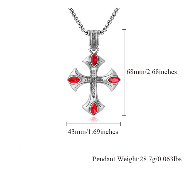EVBEA Cross Pendant Necklace with Four Rubies